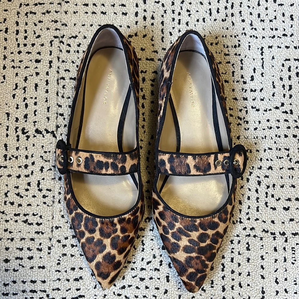 Ann Taylor Leopard Calf Hair Flats
